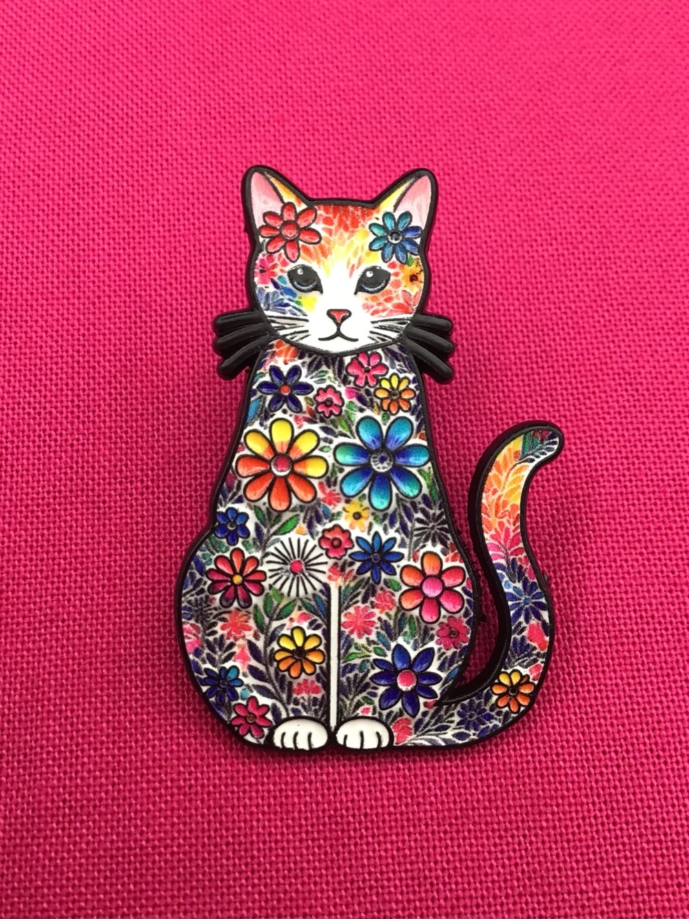 Floral Cat Enamel Pin
